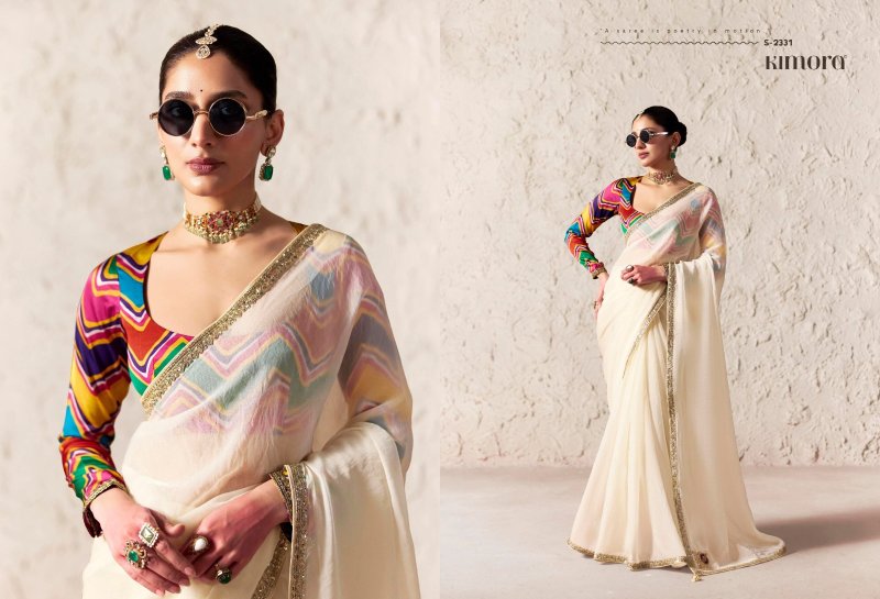 Rangat 4 By Kimora Fancy Fabric Embroidered Work Saree